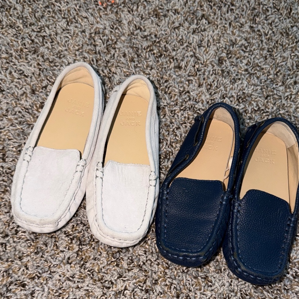 Janie and Jack Navy and Cream Moccasins